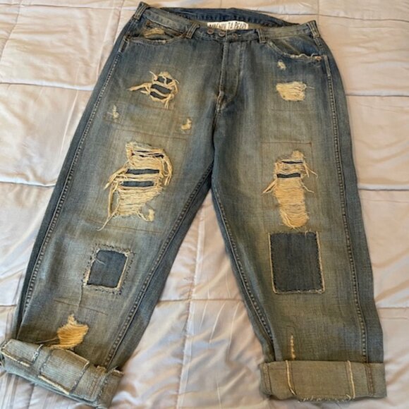 Magnolia Pearl Miners Denim Pants 213 Rare Distressed Mending Patching Destroyed - Picture 15 of 16
